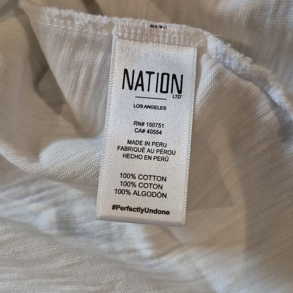 Nation LTD Remi Prim Combo Tee Size XS V-Neck Top Chic Ruffle Puff Sleeve White - Picture 8 of 10